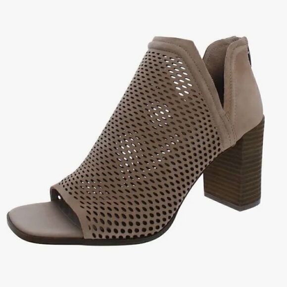 Vince Camuto Katnina Perforated Nubuck Open Toe Booties - Picture 2 of 10